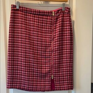 Talbots Red and White Pencil Skirt Knee-Length Workwear